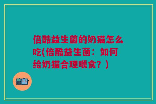 倍酷益生菌的奶猫怎么吃(倍酷益生菌：如何给奶猫合理喂食？)