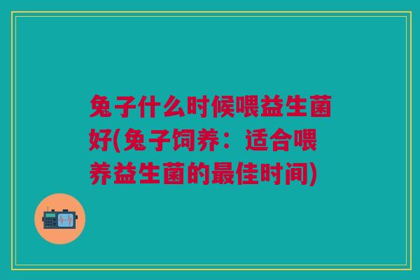 兔子什么时候喂益生菌好(兔子饲养:适合喂养益生菌的佳时间) 兔子什么时候喂益生菌好(兔子饲养:适合喂养益生菌的佳时间)