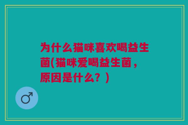 为什么猫咪喜欢喝益生菌(猫咪爱喝益生菌,原因是什么?)