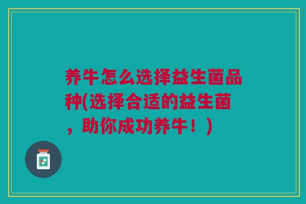 养牛怎么选择益生菌品种(选择合适的益生菌,助你成功养牛!)