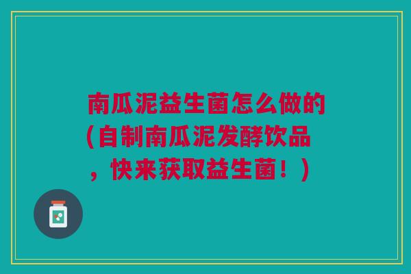 南瓜泥益生菌怎么做的(自制南瓜泥发酵饮品,快来获取益生菌!)