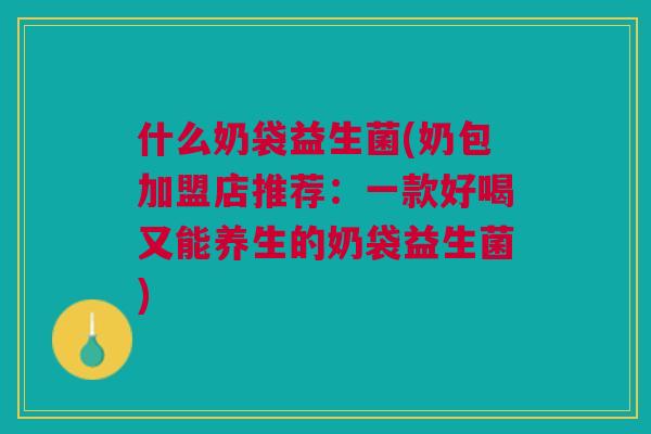 什么奶袋益生菌(奶包加盟店推荐:一款好喝又能养生的奶袋益生菌)