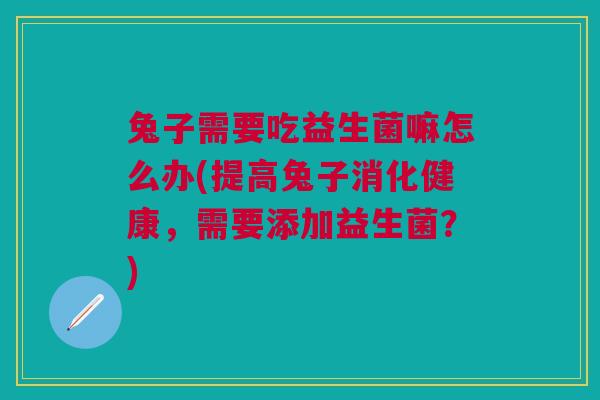 兔子需要吃益生菌嘛怎么办(提高兔子消化健康,需要添加益生菌?)