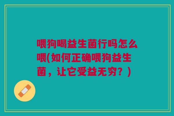 喂狗喝益生菌行吗怎么喂(如何正确喂狗益生菌,让它受益无穷?)
