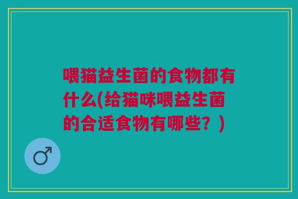 喂猫益生菌的食物都有什么(给猫咪喂益生菌的合适食物有哪些?)