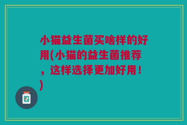 小猫益生菌买啥样的好用(小猫的益生菌推荐,这样选择更加好用!)