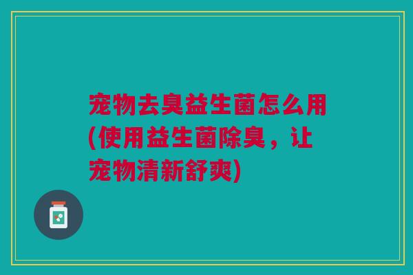 宠物去臭益生菌怎么用(使用益生菌除臭,让宠物清新舒爽)