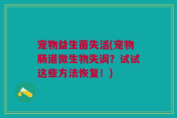 宠物益生菌失活(宠物肠道微生物失调?试试这些方法恢复!)