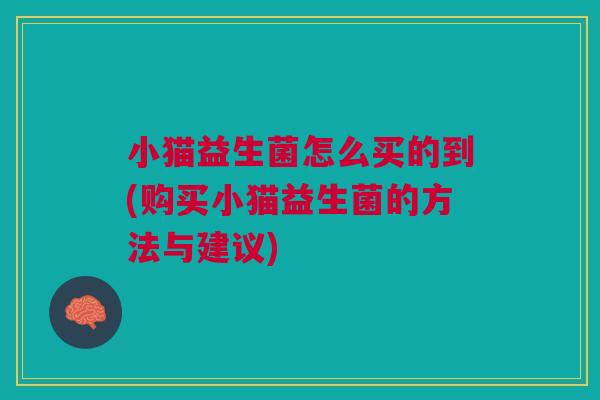 小猫益生菌怎么买的到(购买小猫益生菌的方法与建议)