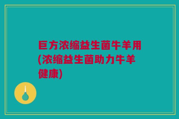 巨方浓缩益生菌牛羊用(浓缩益生菌助力牛羊健康)
