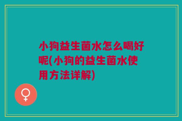 小狗益生菌水怎么喝好呢(小狗的益生菌水使用方法详解)