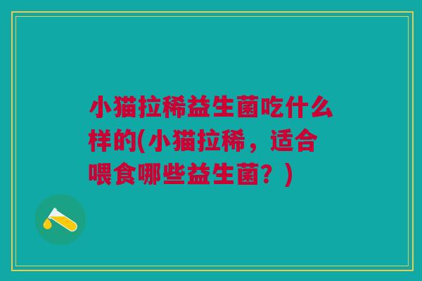 小猫拉稀益生菌吃什么样的(小猫拉稀，适合喂食哪些益生菌？)