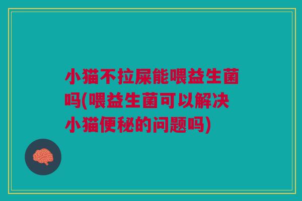 小猫不拉屎能喂益生菌吗(喂益生菌可以解决小猫便秘的问题吗)