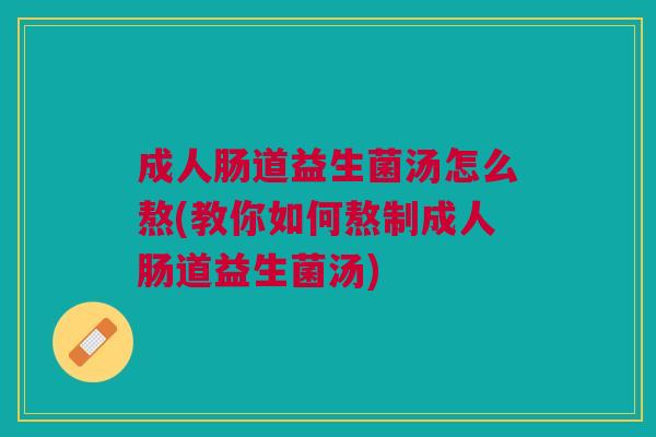 成人肠道益生菌汤怎么熬(教你如何熬制成人肠道益生菌汤)