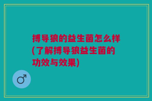 搏导狼的益生菌怎么样(了解搏导狼益生菌的功效与效果) 搏导狼的益生菌怎么样(了解搏导狼益生菌的功效与效果)