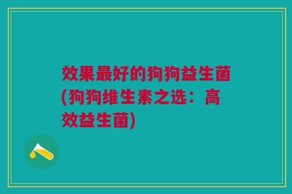 效果最好的狗狗益生菌(狗狗维生素之选:高效益生菌)