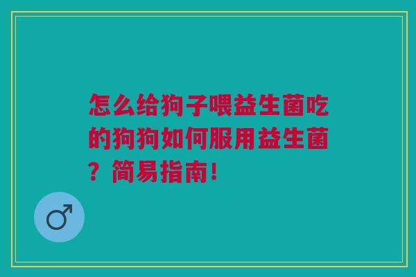 怎么给狗子喂益生菌吃的狗狗如何服用益生菌?简易指南!
