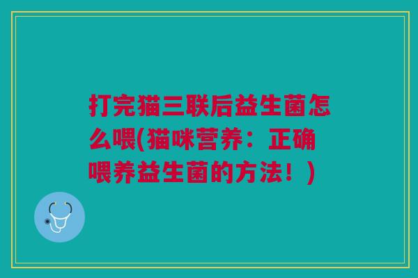 打完猫三联后益生菌怎么喂(猫咪营养:正确喂养益生菌的方法!)