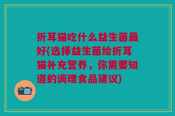 折耳猫吃什么益生菌好(选择益生菌给折耳猫补充营养,你需要知道的调理食品建议) 折耳猫吃什么益生菌好(选择益生菌给折耳猫补充营养,你需要知道的调理食品建议)