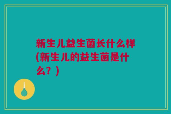 新生儿益生菌长什么样(新生儿的益生菌是什么?) 新生儿益生菌长什么样(新生儿的益生菌是什么?)