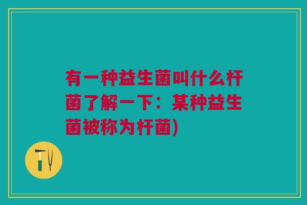 有一种益生菌叫什么杆菌了解一下:某种益生菌被称为杆菌)