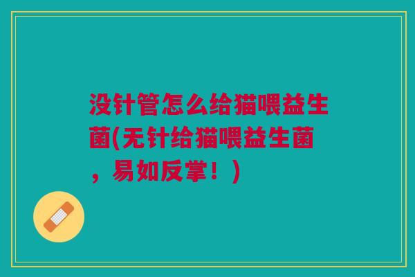 没针管怎么给猫喂益生菌(无针给猫喂益生菌，易如反掌！)