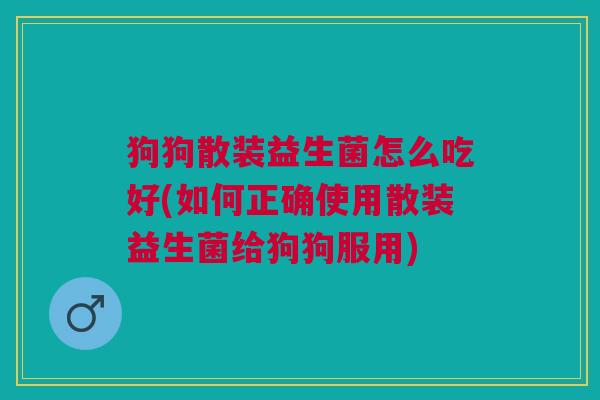 狗狗散装益生菌怎么吃好(如何正确使用散装益生菌给狗狗服用)