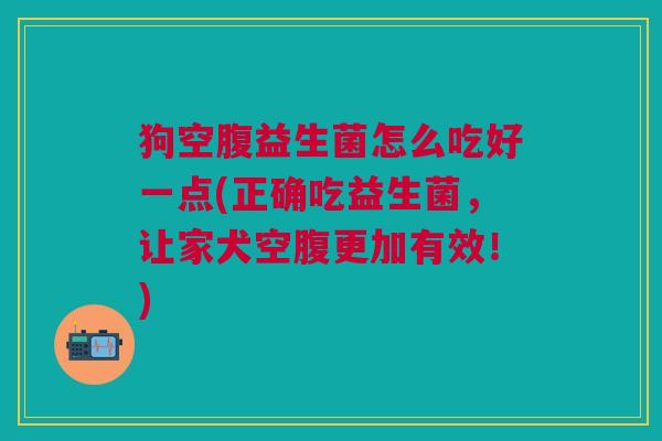 狗空腹益生菌怎么吃好一点(正确吃益生菌,让家犬空腹更加有效!)
