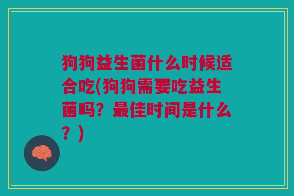狗狗益生菌什么时候适合吃(狗狗需要吃益生菌吗?佳时间是什么?) 狗狗益生菌什么时候适合吃(狗狗需要吃益生菌吗?佳时间是什么?)