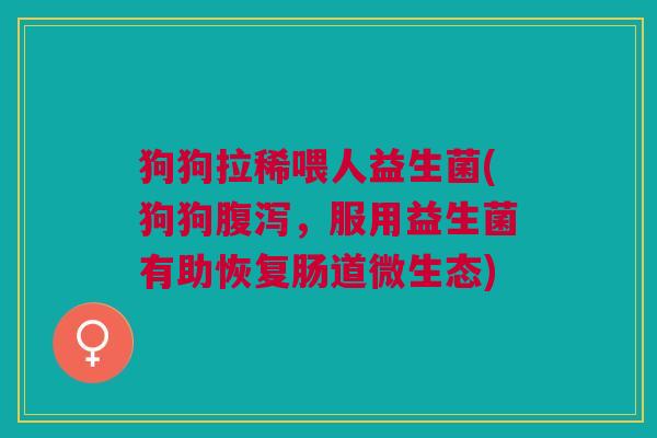 狗狗拉稀喂人益生菌(狗狗腹泻,服用益生菌有助恢复肠道微生态)