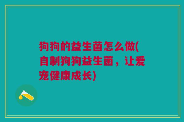 狗狗的益生菌怎么做(自制狗狗益生菌,让爱宠健康成长) 狗狗的益生菌怎么做(自制狗狗益生菌,让爱宠健康成长)