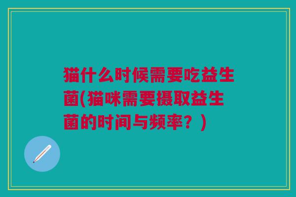 猫什么时候需要吃益生菌(猫咪需要摄取益生菌的时间与频率?)
