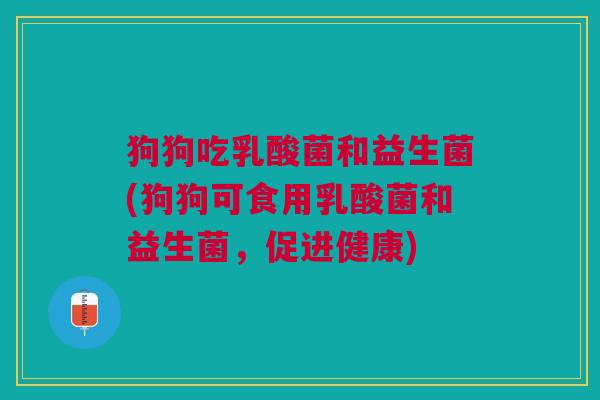 狗狗吃乳酸菌和益生菌(狗狗可食用乳酸菌和益生菌,促进健康)