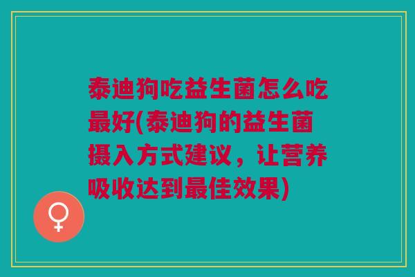 泰迪狗吃益生菌怎么吃好(泰迪狗的益生菌摄入方式建议,让营养吸收达到佳效果) 泰迪狗吃益生菌怎么吃好(泰迪狗的益生菌摄入方式建议,让营养吸收达到佳效果)