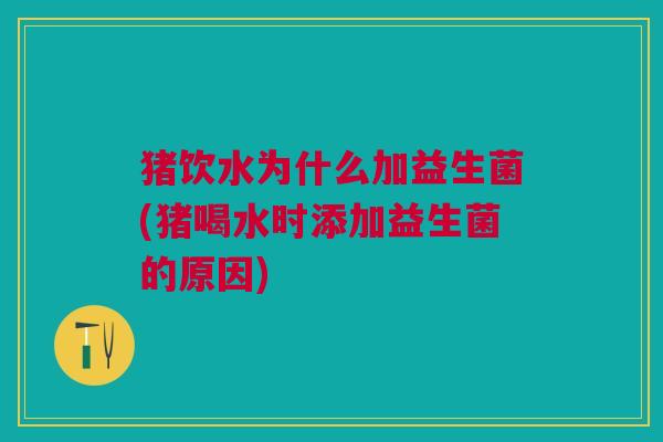 猪饮水为什么加益生菌(猪喝水时添加益生菌的原因) 猪饮水为什么加益生菌(猪喝水时添加益生菌的原因)