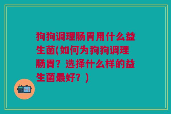 狗狗调理肠胃用什么益生菌(如何为狗狗调理肠胃?选择什么样的益生菌最好?)