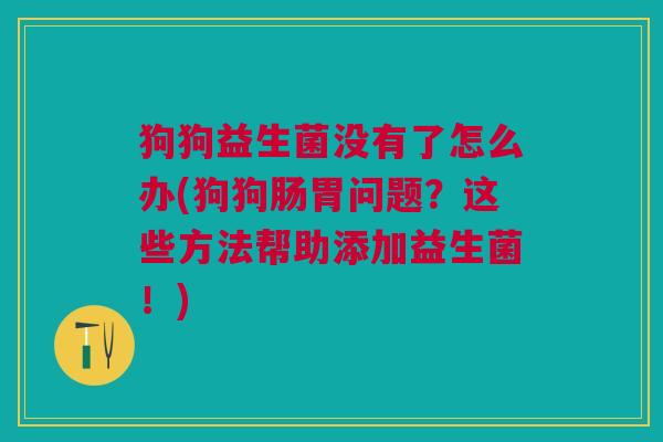 狗狗益生菌没有了怎么办(狗狗肠胃问题?这些方法帮助添加益生菌!) 狗狗益生菌没有了怎么办(狗狗肠胃问题?这些方法帮助添加益生菌!)