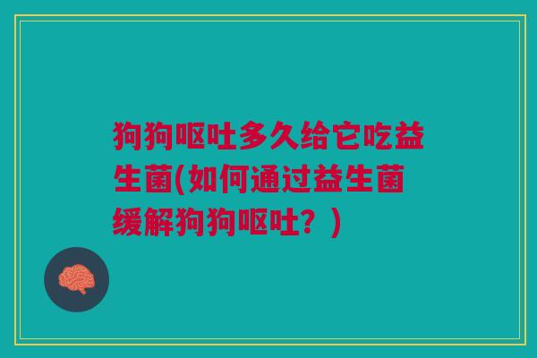 狗狗呕吐多久给它吃益生菌(如何通过益生菌缓解狗狗呕吐？)
