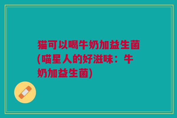 猫可以喝牛奶加益生菌(喵星人的好滋味:牛奶加益生菌)