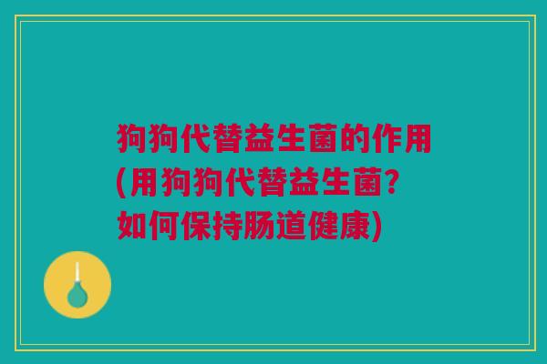 狗狗代替益生菌的作用(用狗狗代替益生菌?如何保持肠道健康)