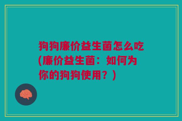 狗狗廉价益生菌怎么吃(廉价益生菌:如何为你的狗狗使用?) 狗狗廉价益生菌怎么吃(廉价益生菌:如何为你的狗狗使用?)