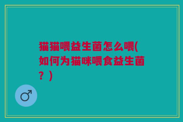 猫猫喂益生菌怎么喂(如何为猫咪喂食益生菌？)