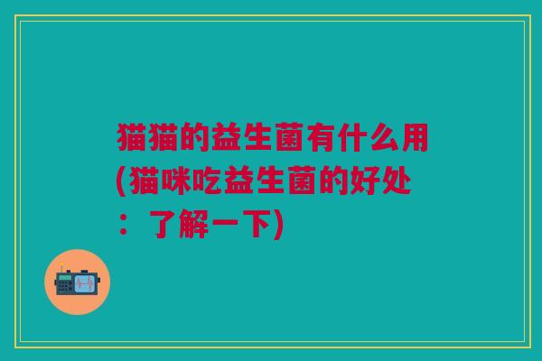 猫猫的益生菌有什么用(猫咪吃益生菌的好处:了解一下)