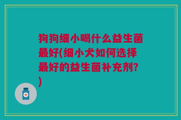 狗狗细小喝什么益生菌好(细小犬如何选择好的益生菌补充剂?) 狗狗细小喝什么益生菌好(细小犬如何选择好的益生菌补充剂?)