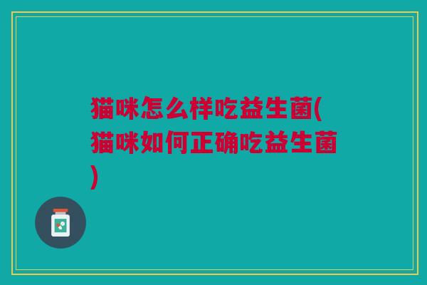 猫咪怎么样吃益生菌(猫咪如何正确吃益生菌)