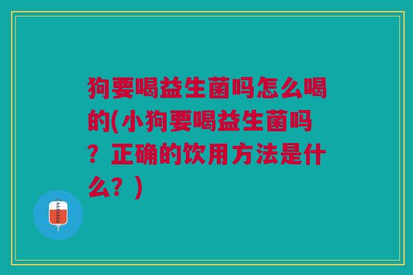狗要喝益生菌吗怎么喝的(小狗要喝益生菌吗?正确的饮用方法是什么?)