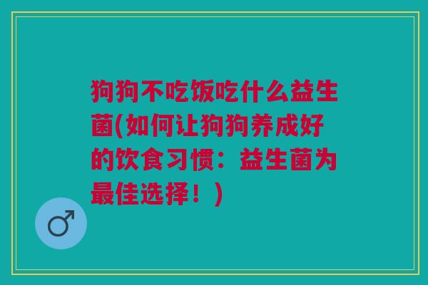 狗狗不吃饭吃什么益生菌(如何让狗狗养成好的饮食习惯:益生菌为最佳选择!)