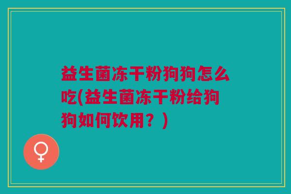 益生菌冻干粉狗狗怎么吃(益生菌冻干粉给狗狗如何饮用?)