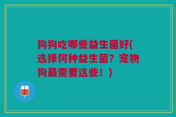 狗狗吃哪些益生菌好(选择何种益生菌？宠物狗需要这些！)