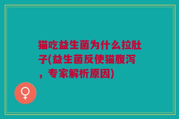猫吃益生菌为什么拉肚子(益生菌反使猫腹泻,专家解析原因)